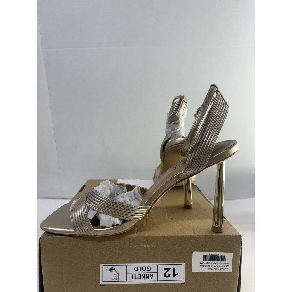 Journee Collection Women's Annett Gold Mid Heel Open Toe Pumps Strappy Size 12M - Picture 2 of 7